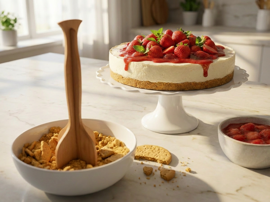 Krämig no-bake cheesecake med jordgubbar.